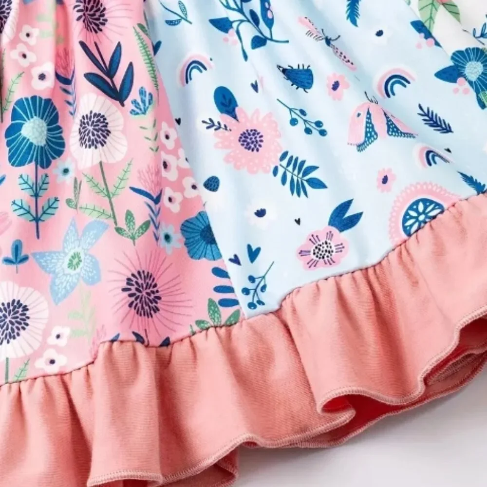 Boutique Floral Tunic Dress & Ruffle Shorts Girls Outfit Set